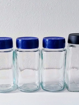 Set of 4 square glass jars 16cm Maxwell House