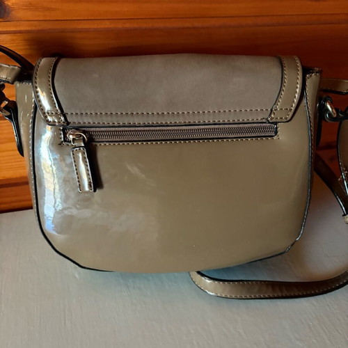 David Jones shoulder bag vintage used, beige and brown leatherette