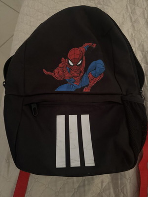 Adidas Marvel Spiderman kids backpack used, black and red