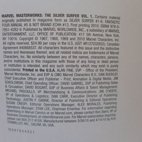 The Silver Surfer (Marvel Masterworks, Volume 15 & 19) Paperback (2010) Limited to 863 & 800 copies