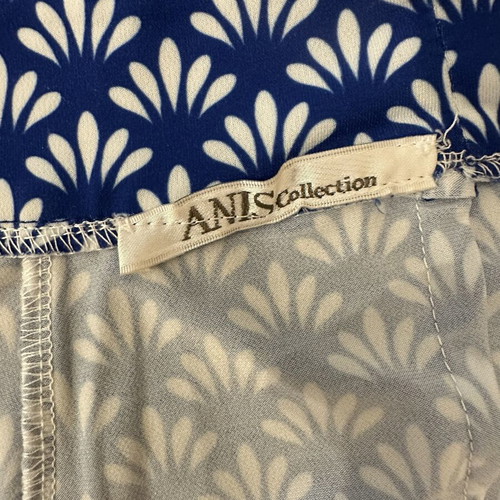 ANIS Collection printed wide-leg pants like new, blue and white, size M