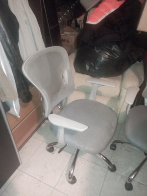 Office chair with height and recline adjustment, fabric needs repair, set of 2