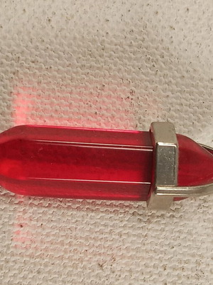 Metal pendant with red glass like new, 4.5 cm length