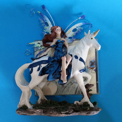 Fairy on Unicorn collectible resin figure like new, 23 cm