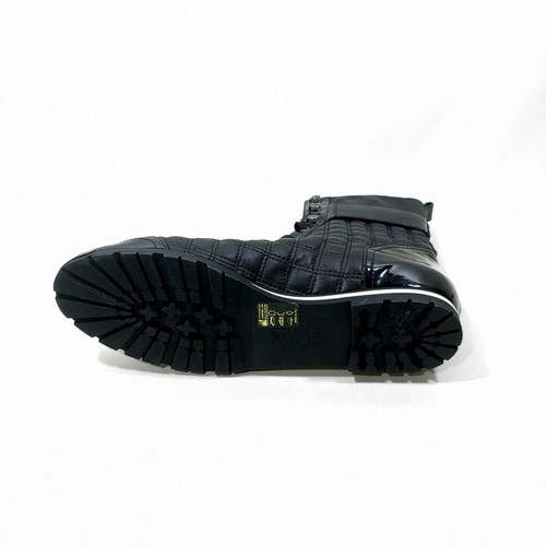 Ballin Italy quilted leather high-top boots, black patent buckle
