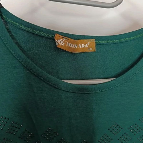Miss Ada Long Sleeve Cypress Green Blouse 3XL like new with Rhinestones
