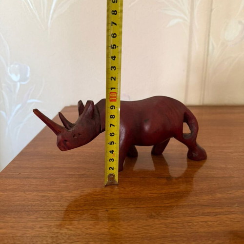 Handmade wooden rhinoceros decorative figurine like new