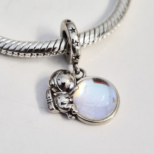 Astronaut charm with moonstone silver new