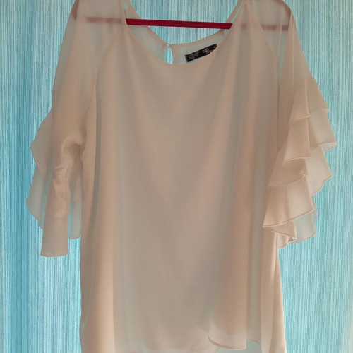 Sofia Filippa No4 white blouse used with double ruffles on sleeves XL