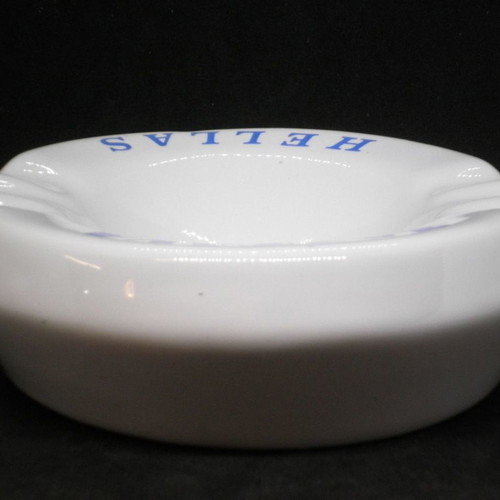 Vintage ZASTAVA HELLAS promotional ashtray used, porcelain