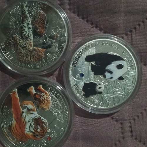Coins new, colored from Zambia
