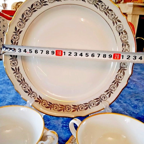 Platter and two cups Porcelaine P.F.C. de France