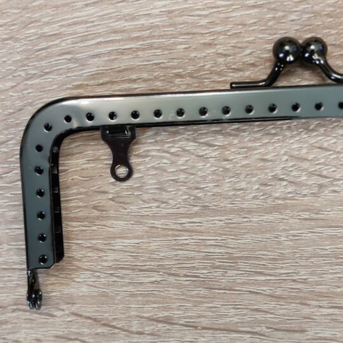 Metal bag frame clasp 15.5cm new, click clack, black nickel 2 pcs