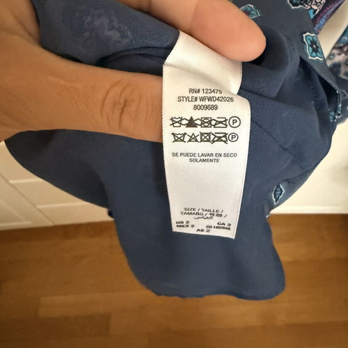 Juicy Couture silk mini dress used, size US 2, blue multicolor