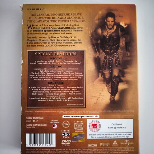 Gladiator 3-Disc Extended Special Edition DVD like new