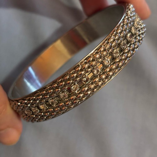 Gianniotiko bracelet like new, steel with rhinestones silver