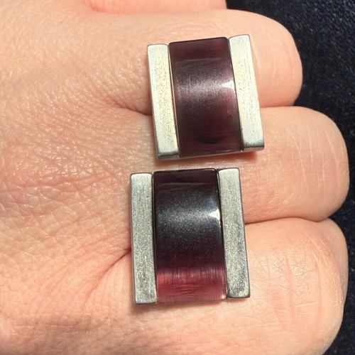 Cufflinks silver with purple stone like new