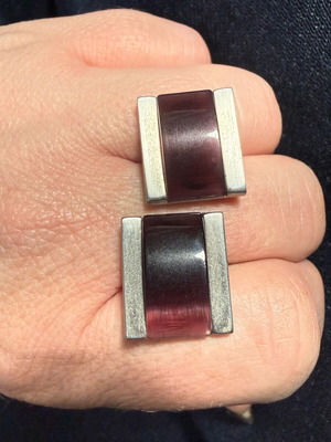 Cufflinks silver with purple stone like new