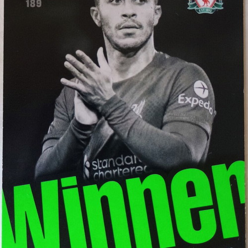 Thiago Alcantara Liverpool FC collectible card used, Panini Top Class 2023