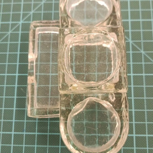 Vintage glass salt and pepper set with toothpick holder like new