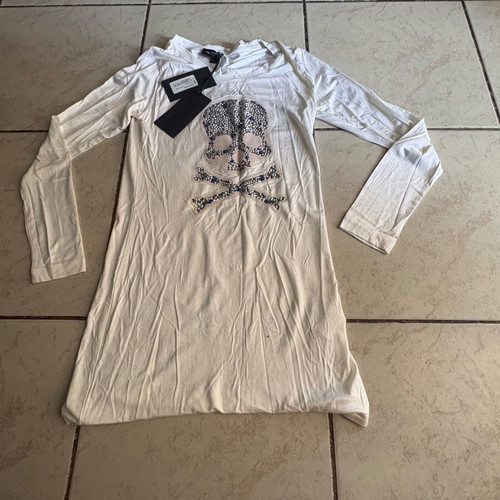 Long-Sleeve Mini Dress new with rhinestone skull design, size S