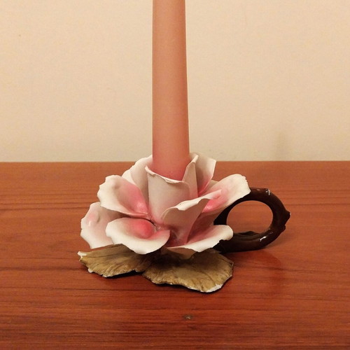 Vintage Capodimonte porcelain candle holders Italy set of 2 like new