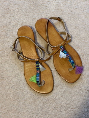 Boho leather sandals like new, multicolor, size 38