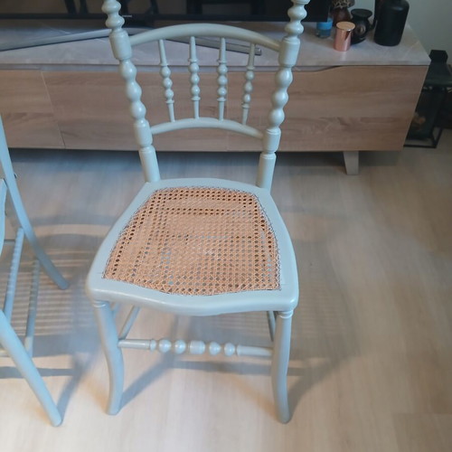 Two vintage chairs with wicker in like new condition