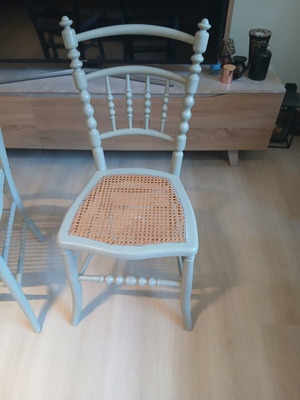 Two vintage chairs with wicker in like new condition