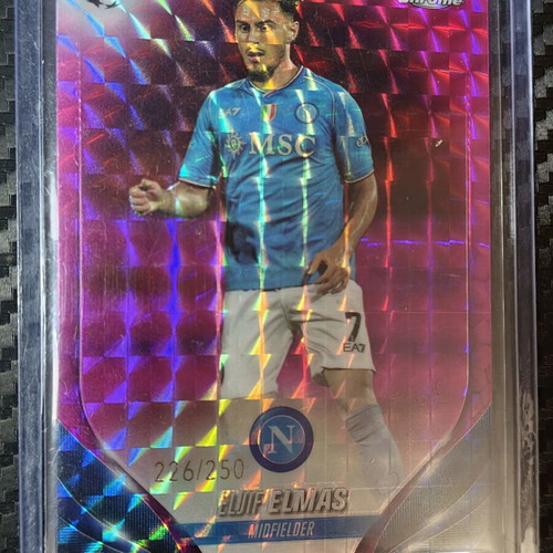 Eljif Elmas Pink Geometric Refractor 2023-24 Topps Chrome UEFA card