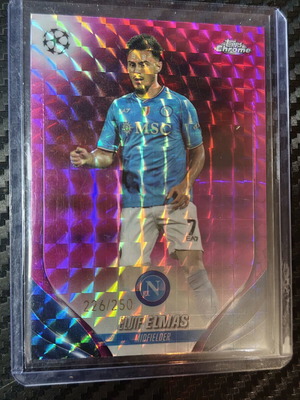 Eljif Elmas Pink Geometric Refractor 2023-24 Topps Chrome UEFA card