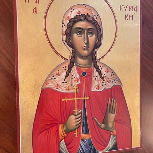 Byzantine Handmade Icon of Saint Kyriaki Like New