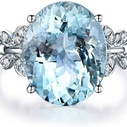 Aquamarine ring new, 18K white gold plating