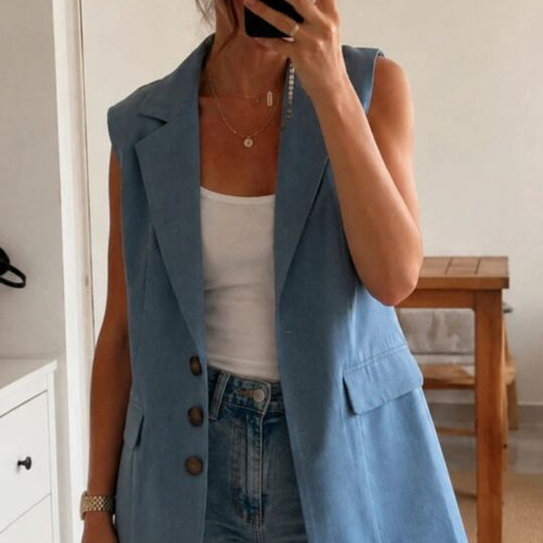 Toi & Moi sleeveless blazer turquoise, size M