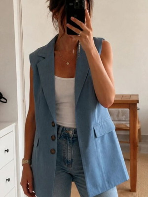 Toi & Moi sleeveless blazer turquoise, size M