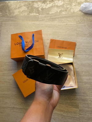Ζώνη Louis Vuitton Monogram Eclipse σαν καινούργια, μέγεθος 90, μαύρη