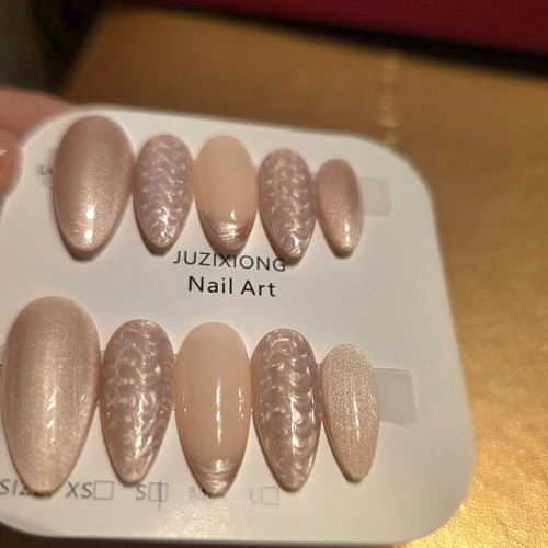 Press on nails handmade double layered acrylic cat eye, new