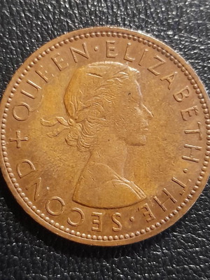 New Zealand One Penny 1960 coin used