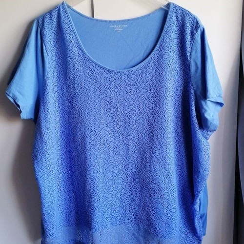 Laura Scott blouse 2XL like new, cotton, blue
