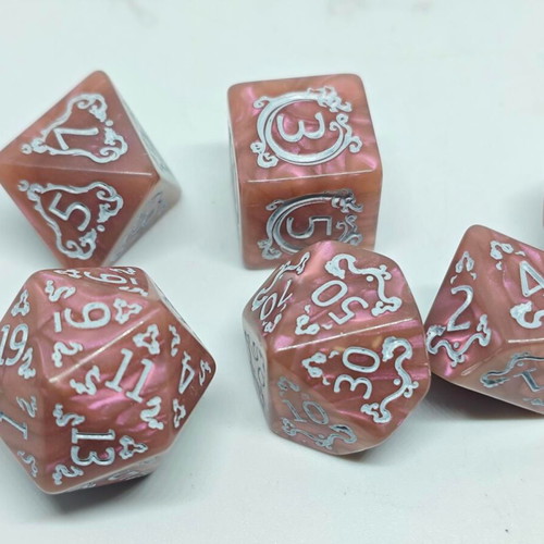 Dragon’s Breath RPG dice set like new with pearly finish