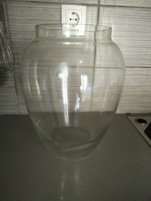 Glass vase used, large, height 35 cm, circumference 83 cm