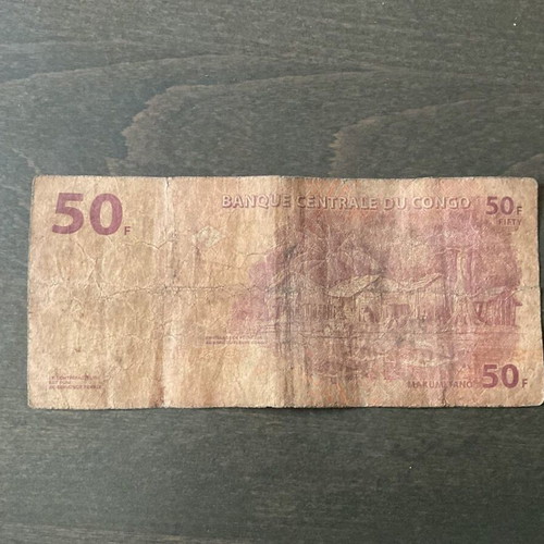 Congo 50 Francs banknote used, 2000 issue