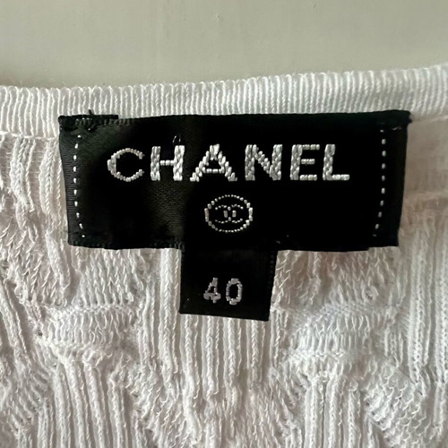 Chanel Classic CC Logo White Knit Tank Top like new, size 40