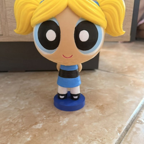 Bubbles Powerpuff Girls 3D printed figure, hand painted, 22cm