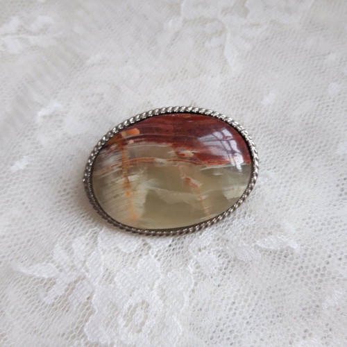 Brooch used with agate stone silver