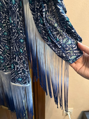 Lynne cardigan with fringes kimono style, size up to XL