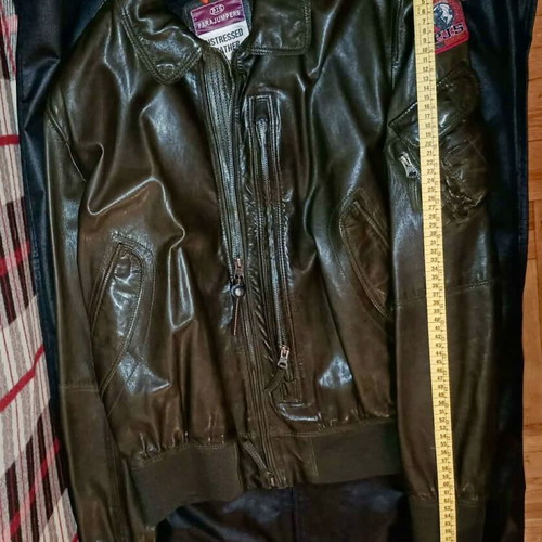 Parajumpers Brigadier leather aviator jacket like new, size XL dark green