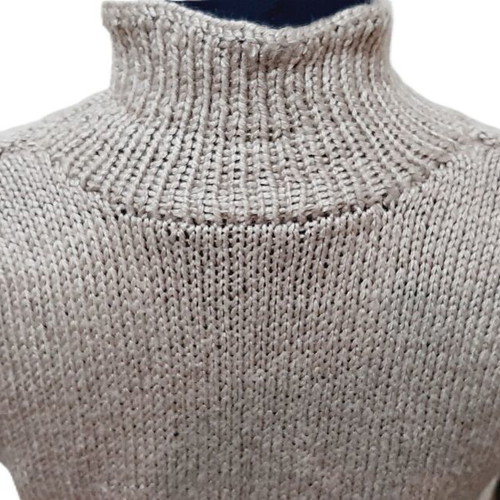 Vintage hand-knitted dress beige wool blend size M like new