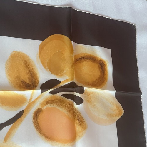 Vintage silk scarf Jean Dessès Paris new, beige and brown