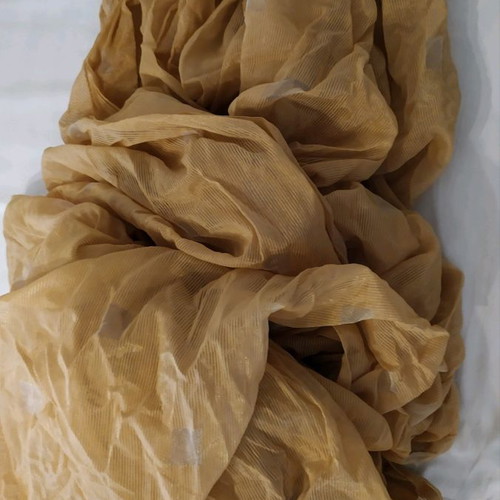 Yellow curtain used, height 2.58 m, width 1.90 m